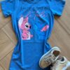 Vestido Infantil Feminino Curto Stich Amor Para Vida Toda Azul Fernanda Ramos Kids