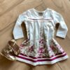 Vestido Infantil Feminino Estampado Manga Longa Rodado com Strass Fernanda Ramos Kids