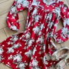 fernandaramoskids com br Vestido Infantil Feminino Manga Longa Rodado Vermelho Florido1