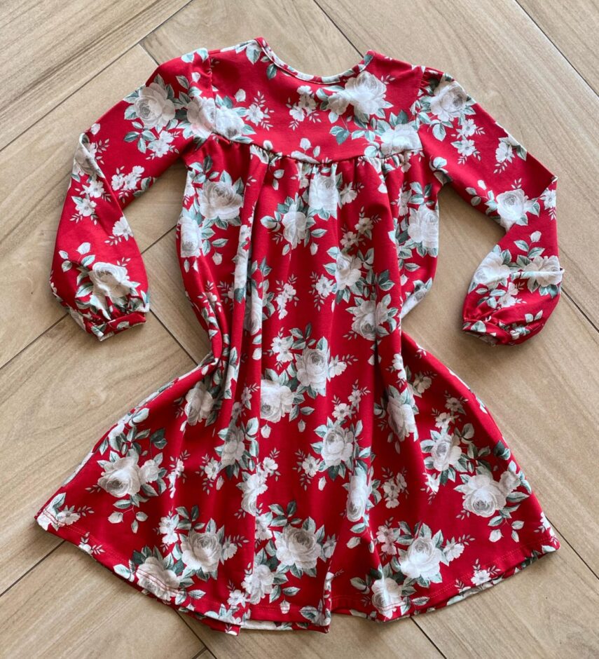 fernandaramoskids com br Vestido Infantil Feminino Manga Longa Rodado Vermelho Florido2