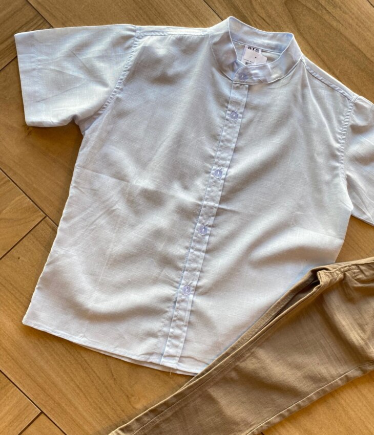 fernandaramosstore com br Camisa Infantil Masculina Casual Bata Azul Bebê1