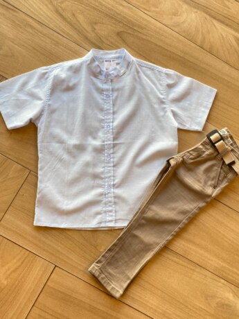 Camisa Infantil Masculina Casual Bata Azul Bebê Fernanda Ramos Kids