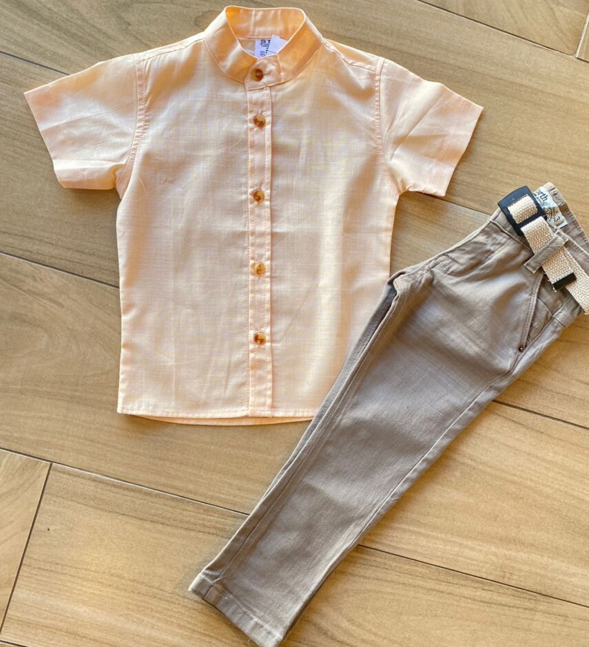 Camisa Infantil Masculina Casual Bata Coral Fernanda Ramos Kids