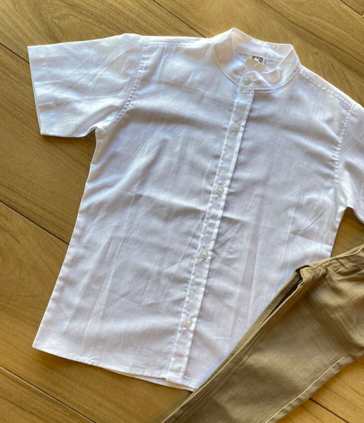 fernandaramosstore com br Camisa Infantil Masculina Casual Bata Branca1