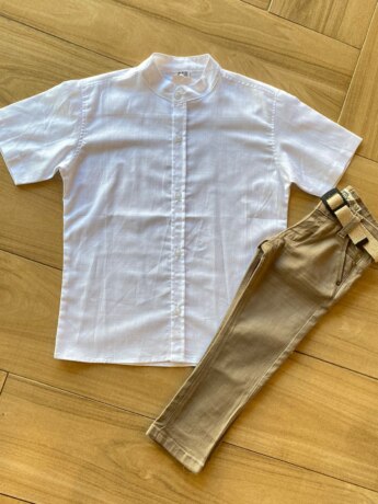 Camisa Infantil Masculina Casual Bata Branca Fernanda Ramos Kids