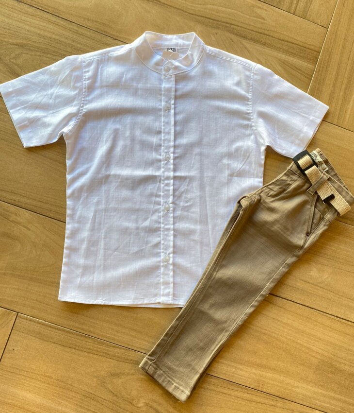 Camisa Infantil Masculina Casual Bata Branca Fernanda Ramos Kids