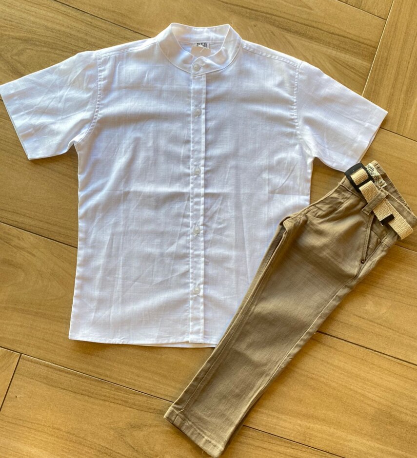 Camisa Infantil Masculina Casual Bata Branca Fernanda Ramos Kids