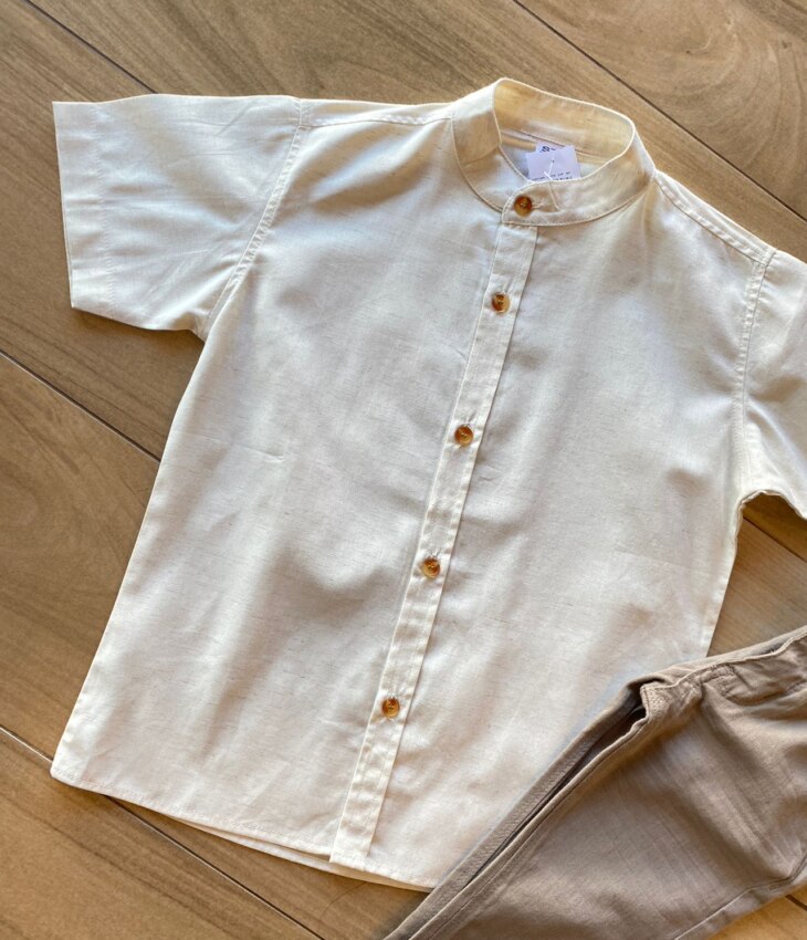 fernandaramosstore com br Camisa Infantil Masculina Casual Bata Cru1