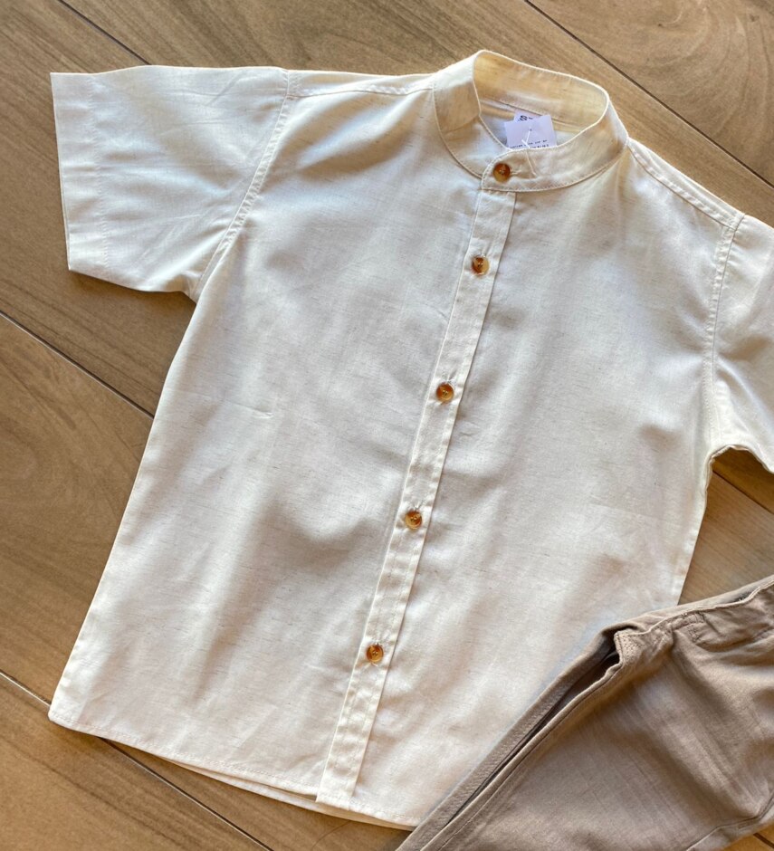 fernandaramosstore com br Camisa Infantil Masculina Casual Bata Cru1
