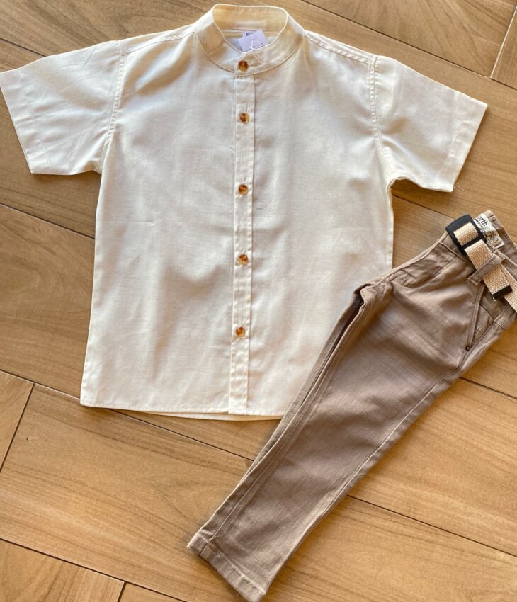 Camisa Infantil Masculina Casual Bata Cru Fernanda Ramos Kids