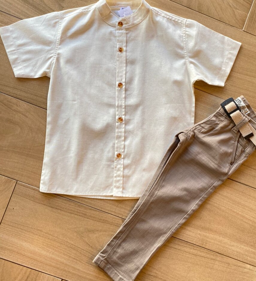 Camisa Infantil Masculina Casual Bata Cru Fernanda Ramos Kids