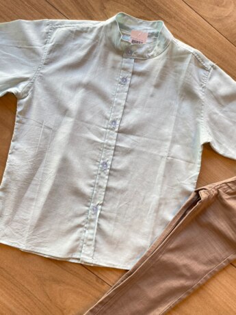 fernandaramosstore com br Camisa Infantil Masculina Casual Bata Verde Água1