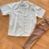 Camisa Infantil Masculina Casual Bata Verde Água Fernanda Ramos Kids