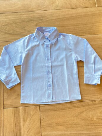 Camisa Infantil Masculina Manga Longa Social Azul Claro Fernanda Ramos Kids
