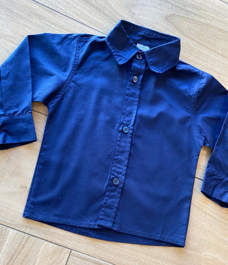 fernandaramosstore com br Camisa Infantil Masculina Manga Longa Social Azul Escuro1