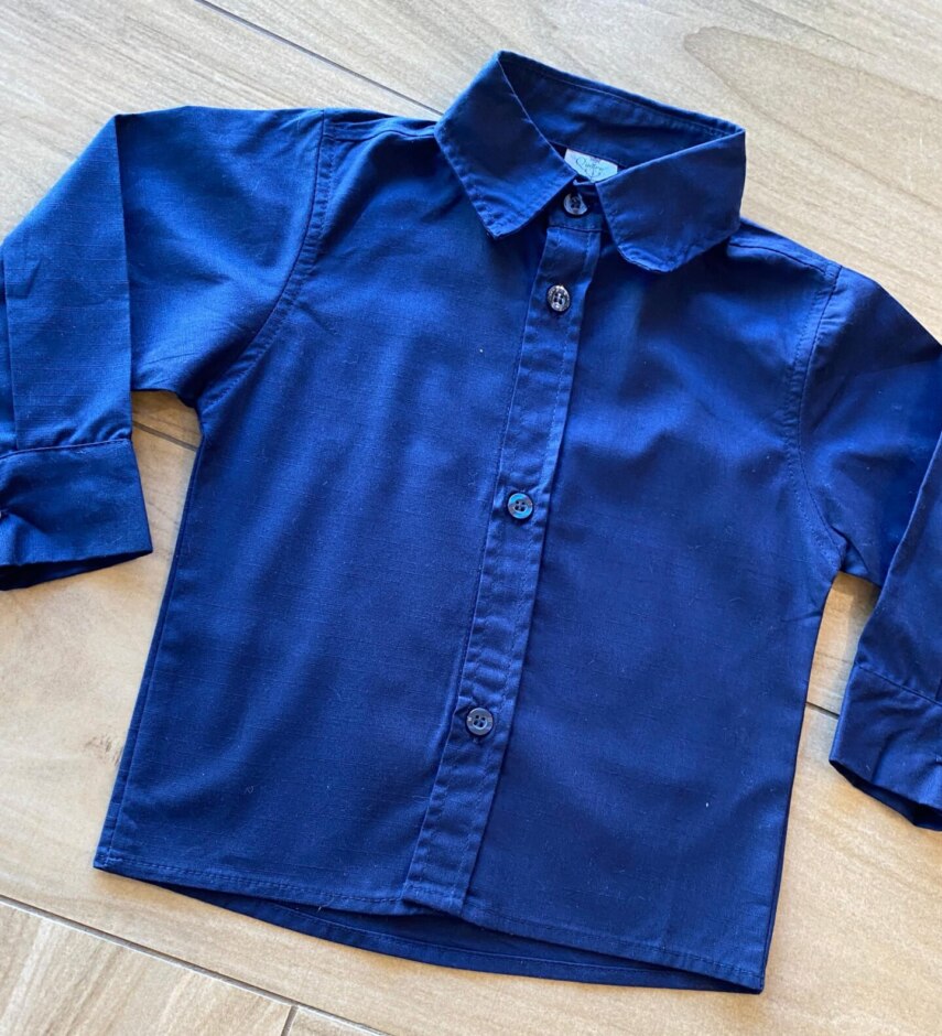 fernandaramosstore com br Camisa Infantil Masculina Manga Longa Social Azul Escuro1