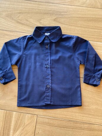 Camisa Infantil Masculina Manga Longa Social Azul Escuro Fernanda Ramos