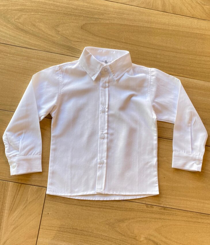 Camisa Infantil Masculina Manga Longa Social Branca Fernanda Ramos Kids