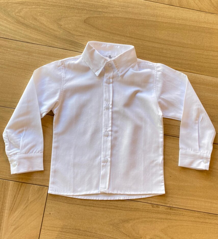 Camisa Infantil Masculina Manga Longa Social Branca Fernanda Ramos Kids