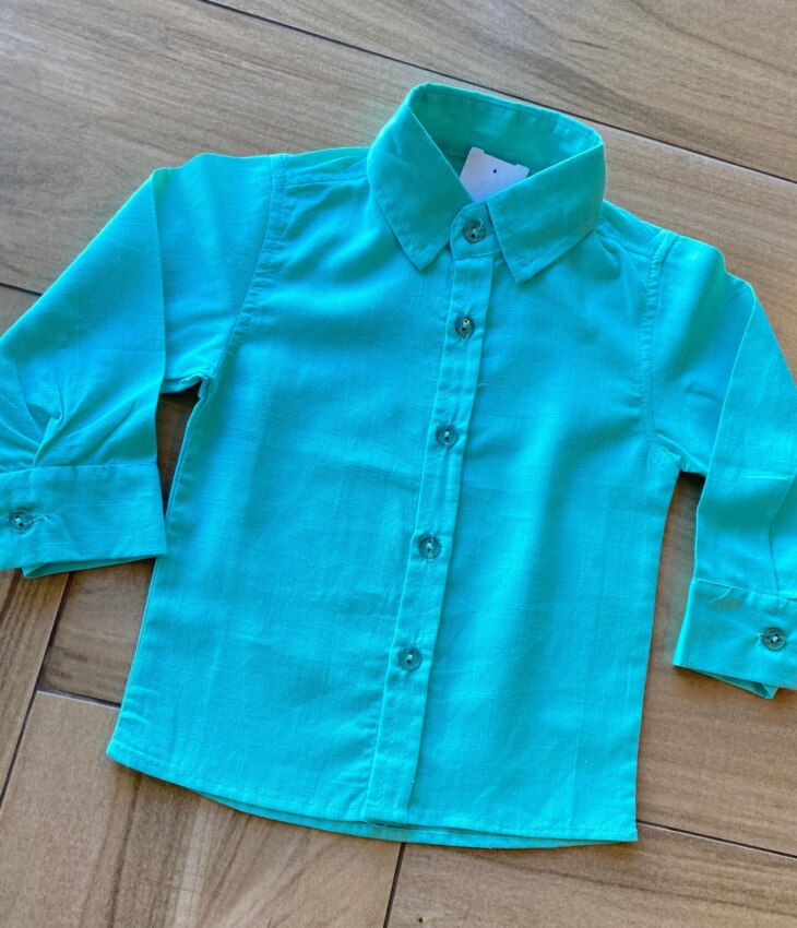 fernandaramosstore com br Camisa Infantil Masculina Manga Longa Social Verde Água1