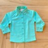 Camisa Infantil Masculina Manga Longa Social Verde Água Fernanda Ramos Kids