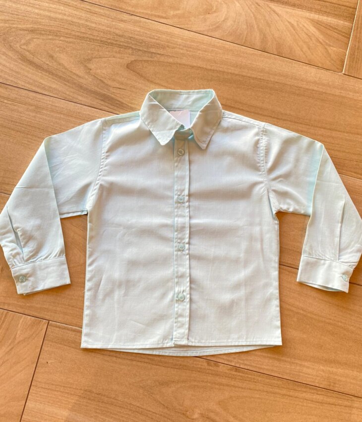 Camisa Infantil Masculina Manga Longa Social Verde Claro Fernanda Ramos Kids