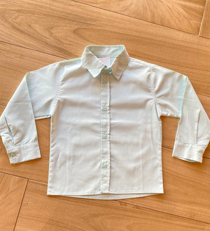 Camisa Infantil Masculina Manga Longa Social Verde Claro Fernanda Ramos Kids