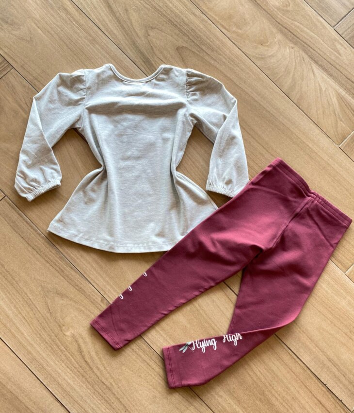 fernandaramosstore com br Conjunto Infantil Feminino Blusa Manga Longa e Calça Legging Vinho2