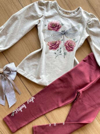 fernandaramosstore com br Conjunto Infantil Feminino Blusa Manga Longa e Calça Legging Vinho1
