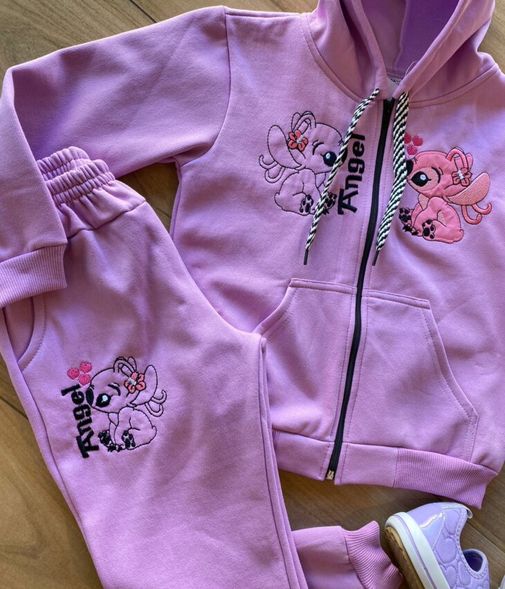 fernandaramoskids com br Conjunto Infantil Feminino Moletom Jaqueta e Calça Lilo&Stitch Lilás1