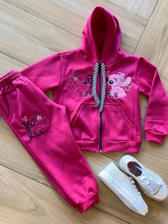 Conjunto Infantil Feminino Moletom Jaqueta e Calça Lilo&Stitch Pink Fernanda Ramos Kids