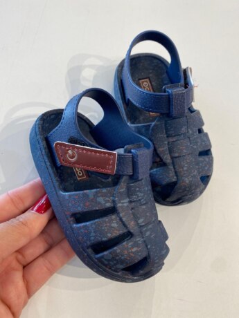 Sandália Infantil Masculina Azul Marinho Detalhes Fernanda Ramos Kids