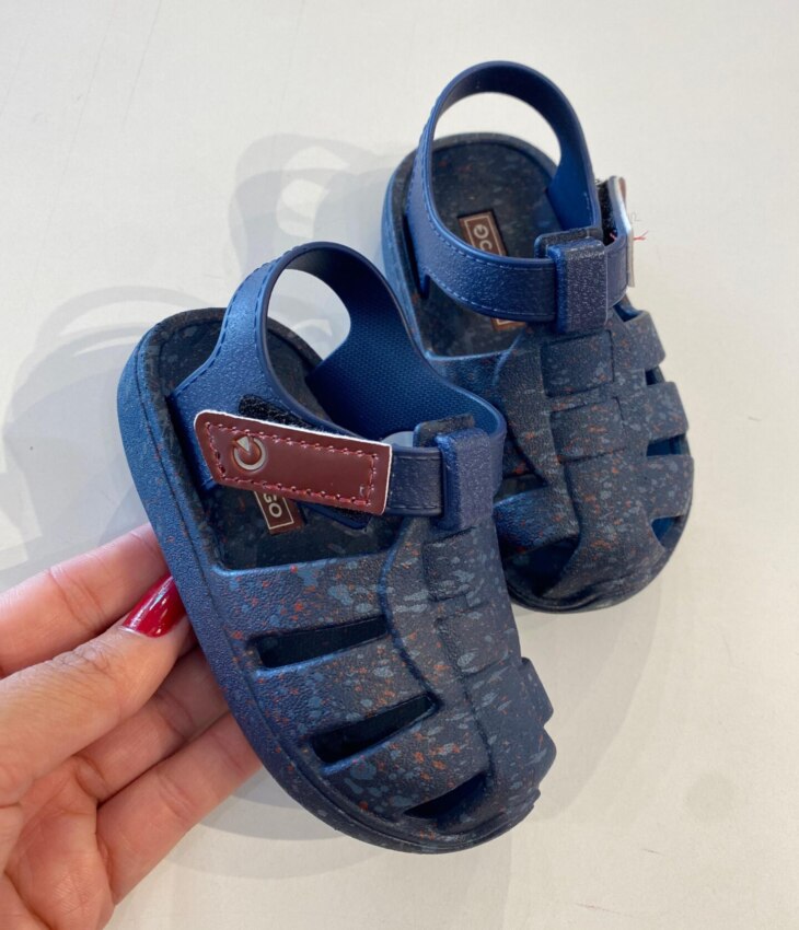 Sandália Infantil Masculina Azul Marinho Detalhes Fernanda Ramos Kids