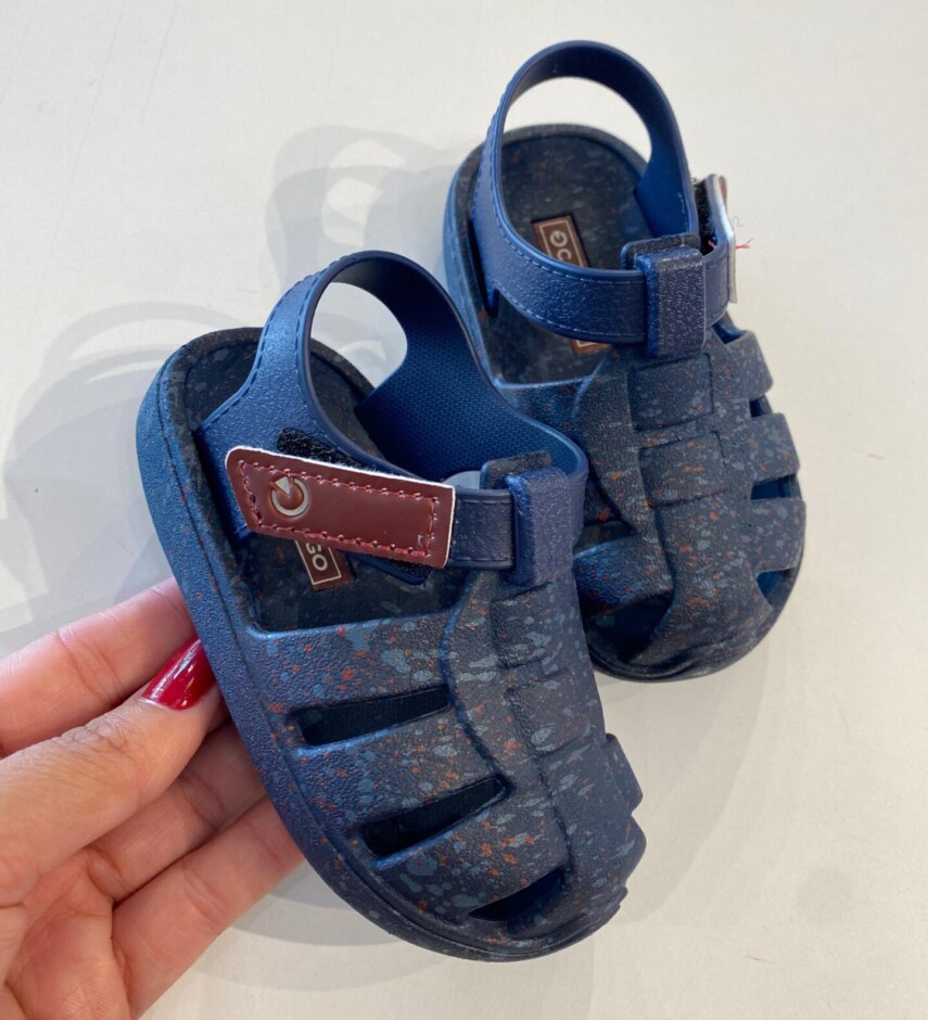 Sandália Infantil Masculina Azul Marinho Detalhes Fernanda Ramos Kids