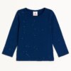 Blusa Manga Longa Infantil Feminina Azul Marinho com Corações Fernanda Ramos Kids