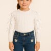fernandaramoskids com br Blusa Manga Longa Laço Infantil Feminina Off White