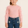 Blusa Manga Longa Laço Infantil Feminina Off Rosa fernanda ramos kids