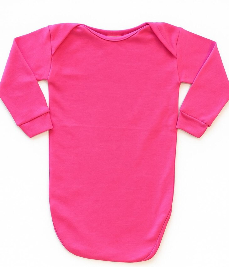 Body Infantil Feminino Manga Longa Pink Detalhe na Gola Fernanda Ramos Kids