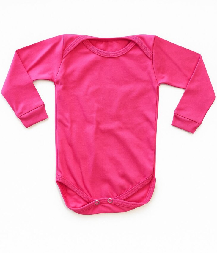 Body Infantil Feminino Manga Longa Pink Detalhe na Gola Fernanda Ramos Kids