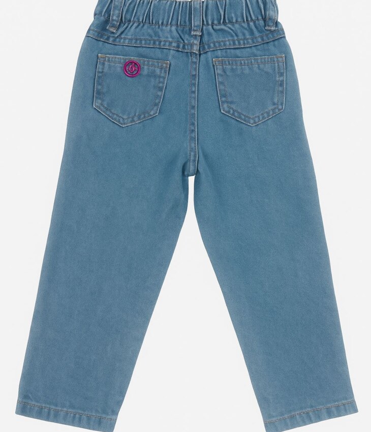 Calça Feminina Jeans Claro Mom com Strass Fernanda Ramos Kids