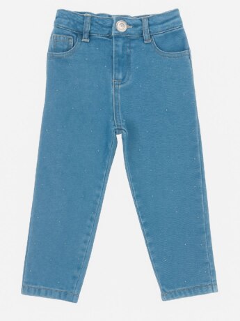 Calça Feminina Jeans Claro Mom com Strass Fernanda Ramos Kids
