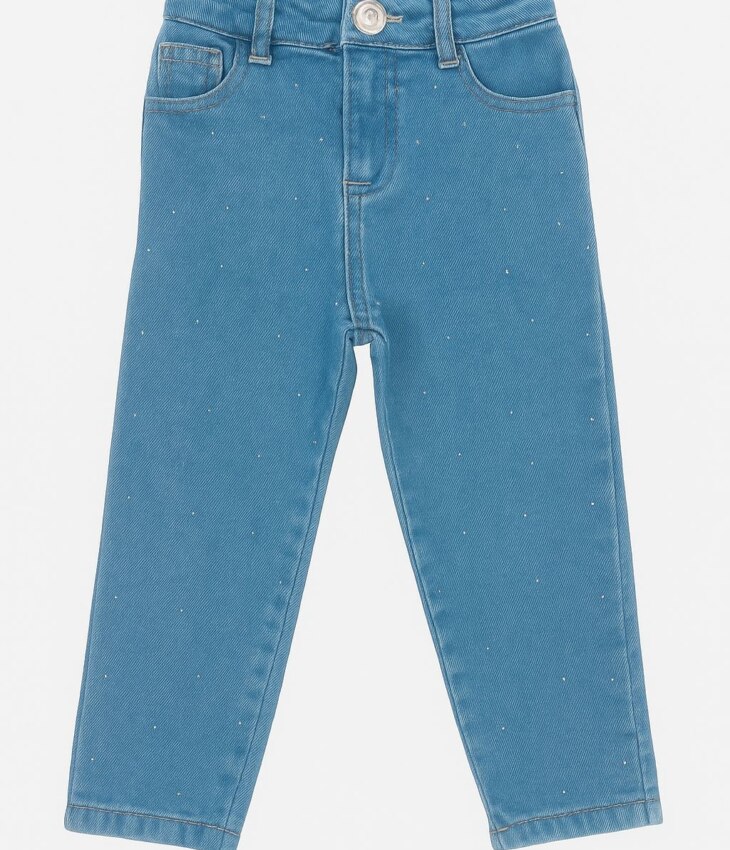 Calça Feminina Jeans Claro Mom com Strass Fernanda Ramos Kids