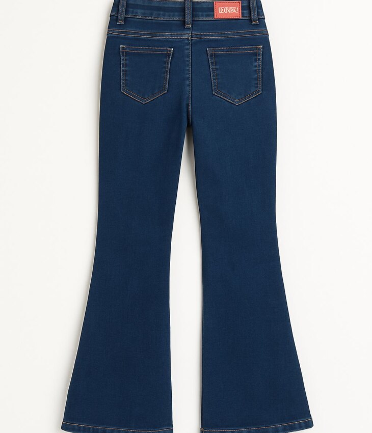 Calça Feminina Jeans Lavagem Escura Flare com Elástico Fernanda Ramos Kids