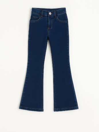 Calça Feminina Jeans Lavagem Escura Flare com Elástico Fernanda Ramos Kids