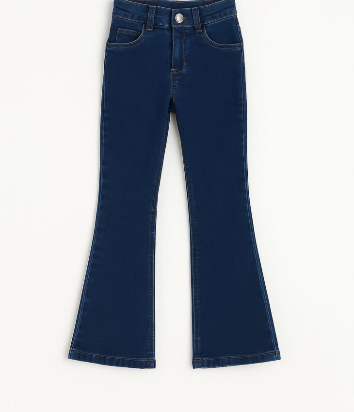 Calça Feminina Jeans Lavagem Escura Flare com Elástico Fernanda Ramos Kids