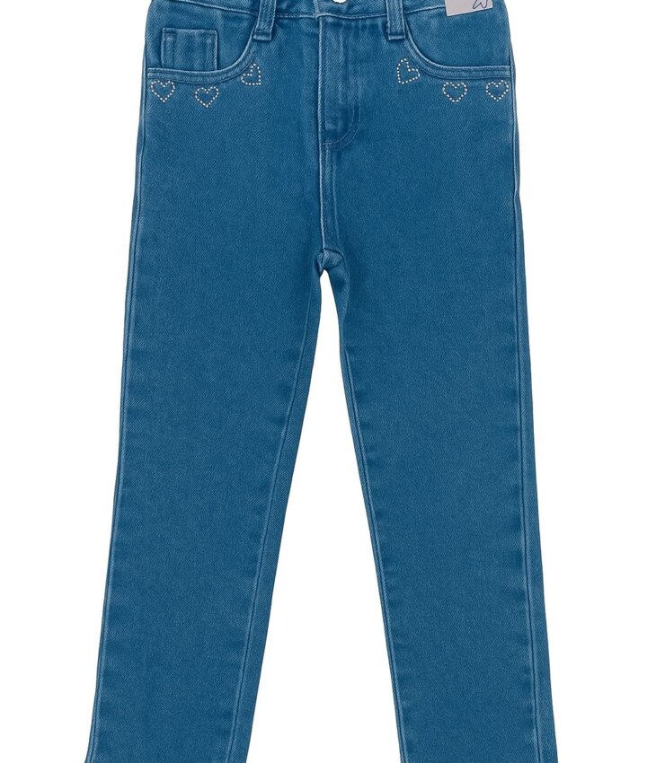 Calça Feminina Jeans Mom Coração em Strass 35425 P Fernanda Ramos Kids