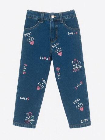 Calça Feminina Jeans Mom Dogs+Cats 35362 P Fernanda Ramos Kids