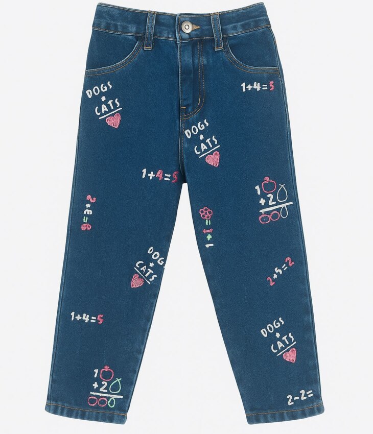 Calça Feminina Jeans Mom Dogs+Cats 35362 P Fernanda Ramos Kids
