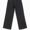 Calça Feminina Jeans Preta Wide Leg com Cinto de Miçangas Fernanda Ramos Kids