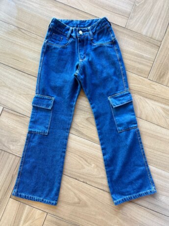 Calça Feminina Jeans Wide Leg Cargo Fernanda Ramos Kids